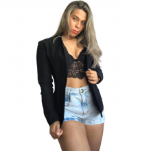 Blazer Bengaline Feminina Preto