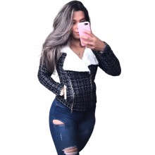 Casaco Feminino Xadrez com Z�per e Gola Pel�cia 