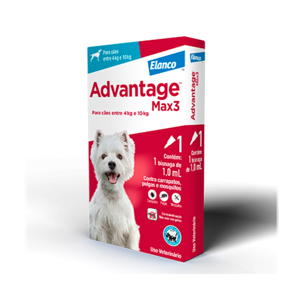 Advantage Max3 M 4 a 10kg ? Antipulgas e Carrapatos para C�es