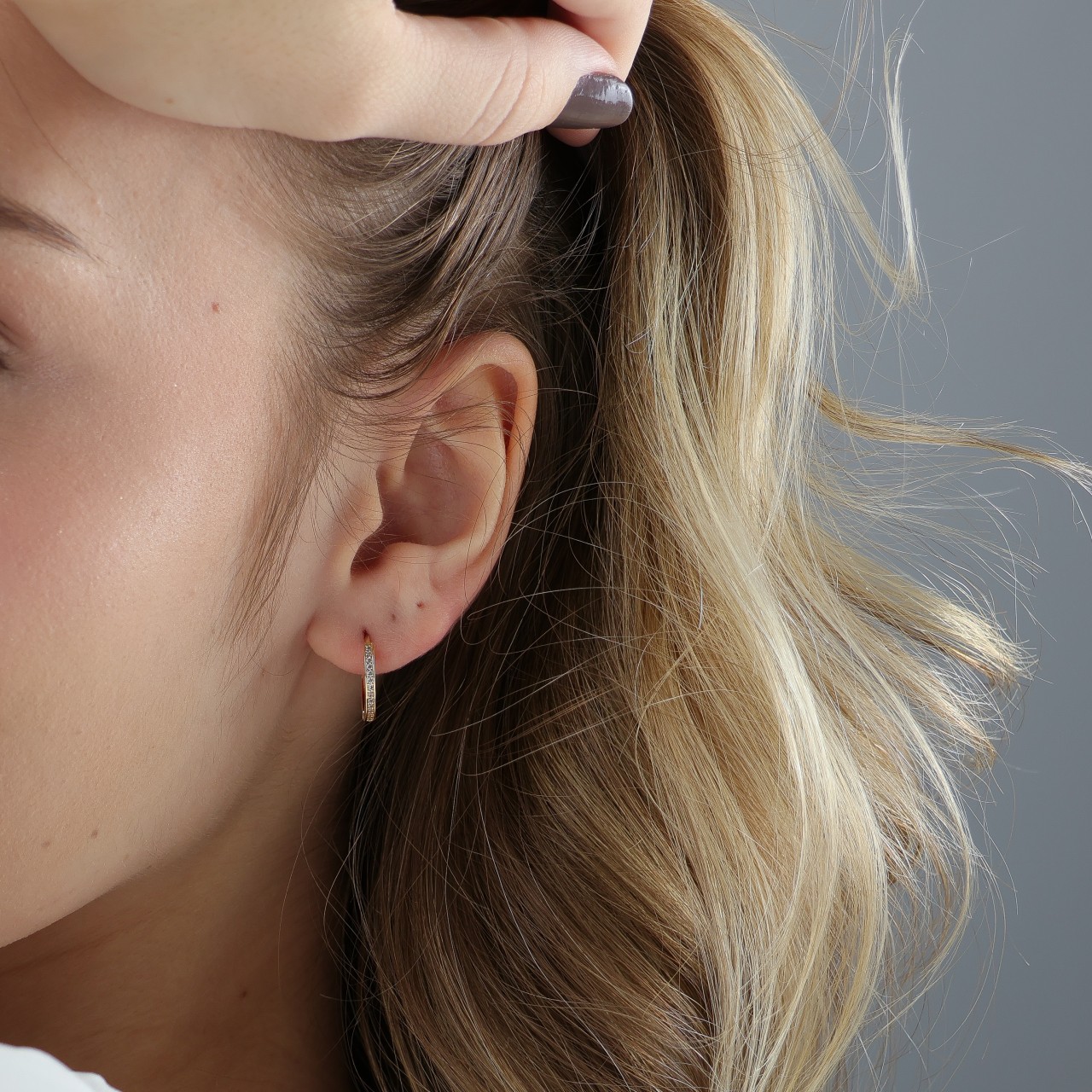 Argola Patr�cia Cravejada com zirc�nias G