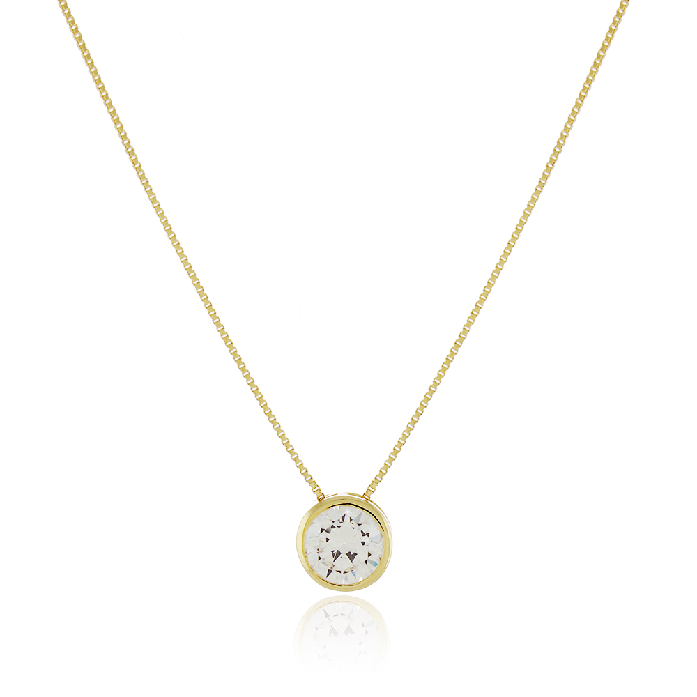 Colar pingente zirc�nia redonda Babi