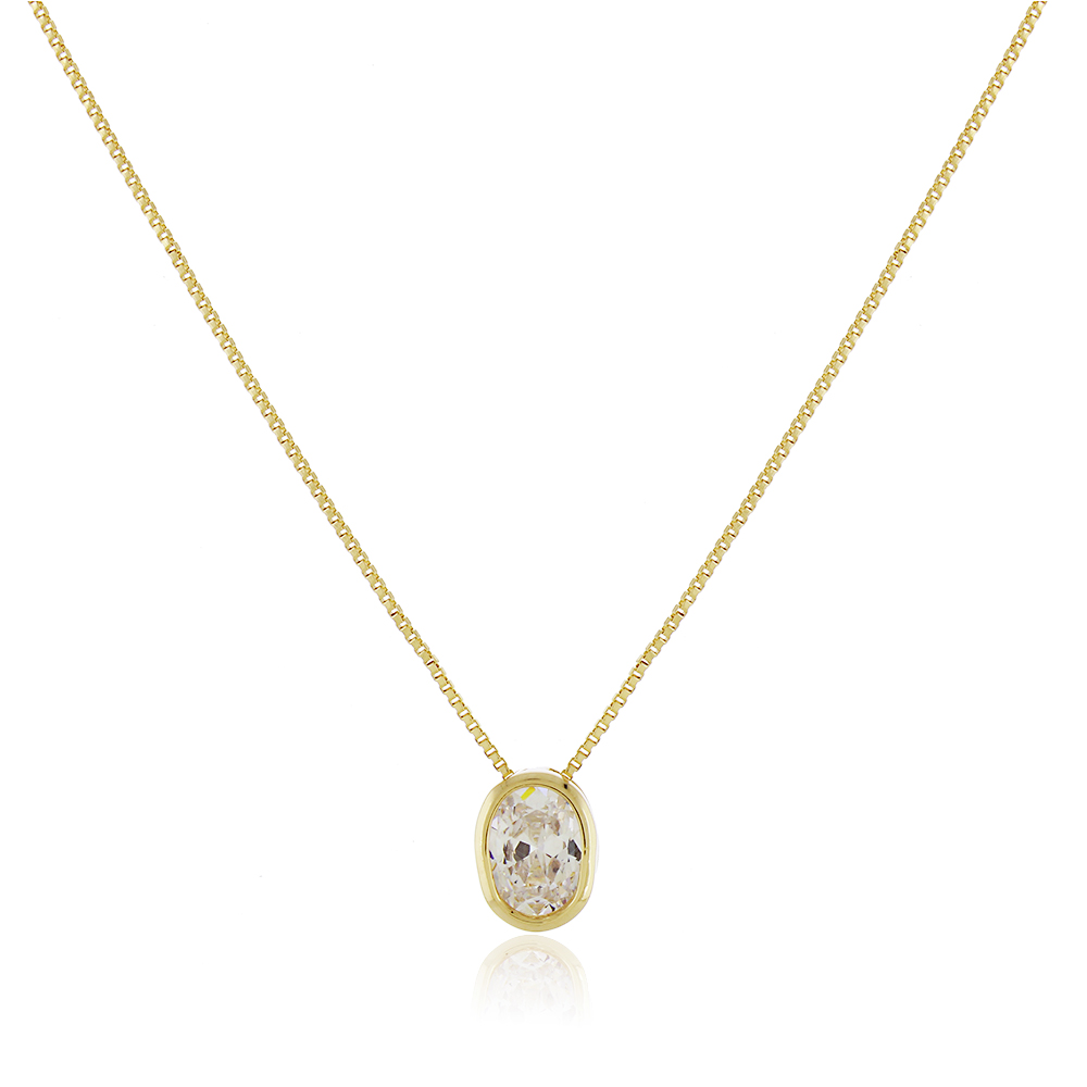 Colar pingente zirc�nia oval Kamy