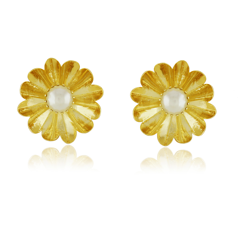 Brinco flor p�rola Mila