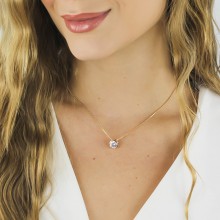 Colar pingente zirc�nia redonda Babi