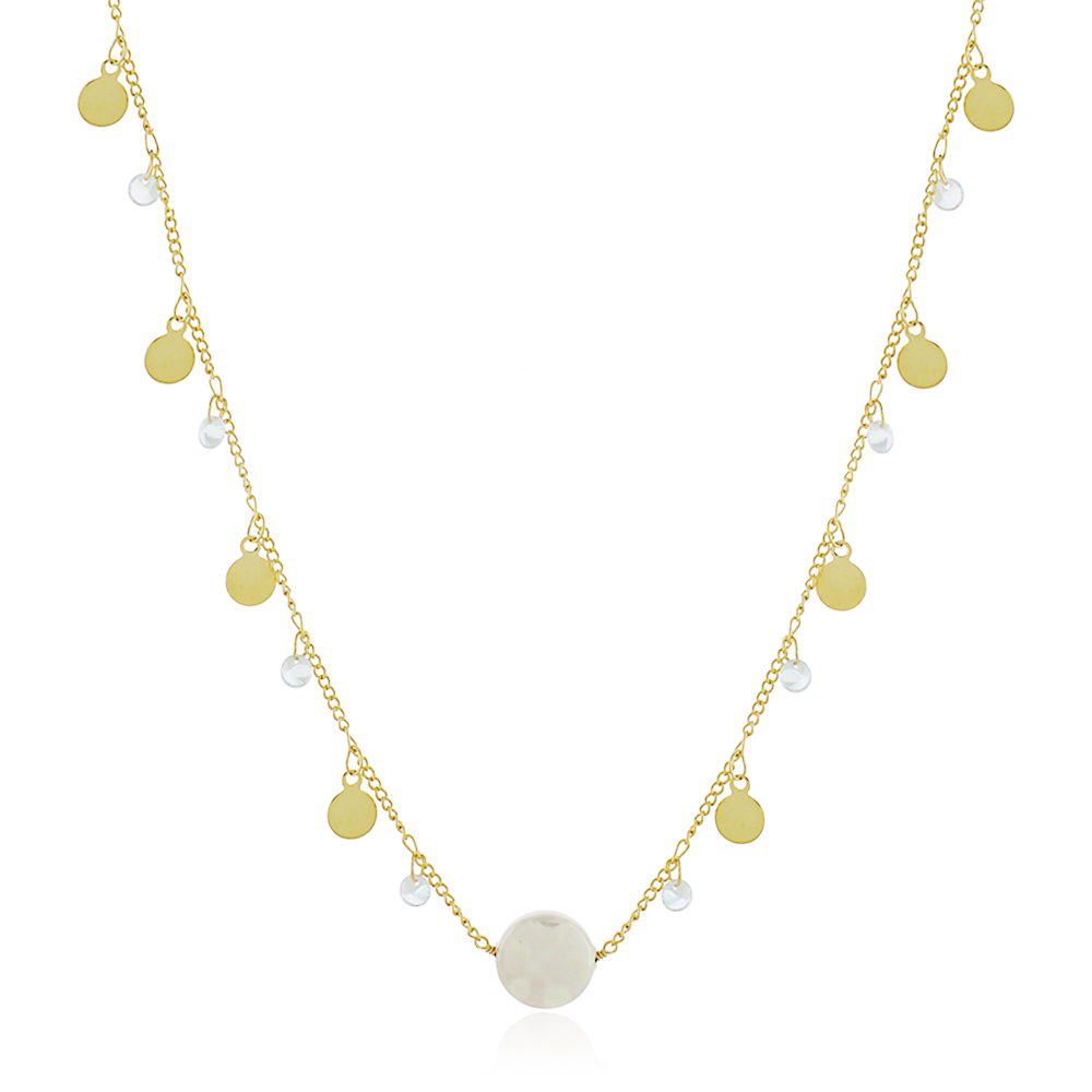 Colar p�rola e zirc�nias Chloe