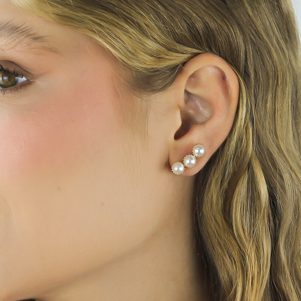 Brinco 3 p�rolas Maya