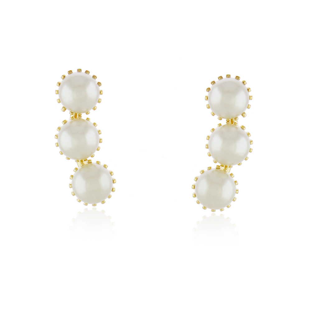 Brinco 3 p�rolas Maya