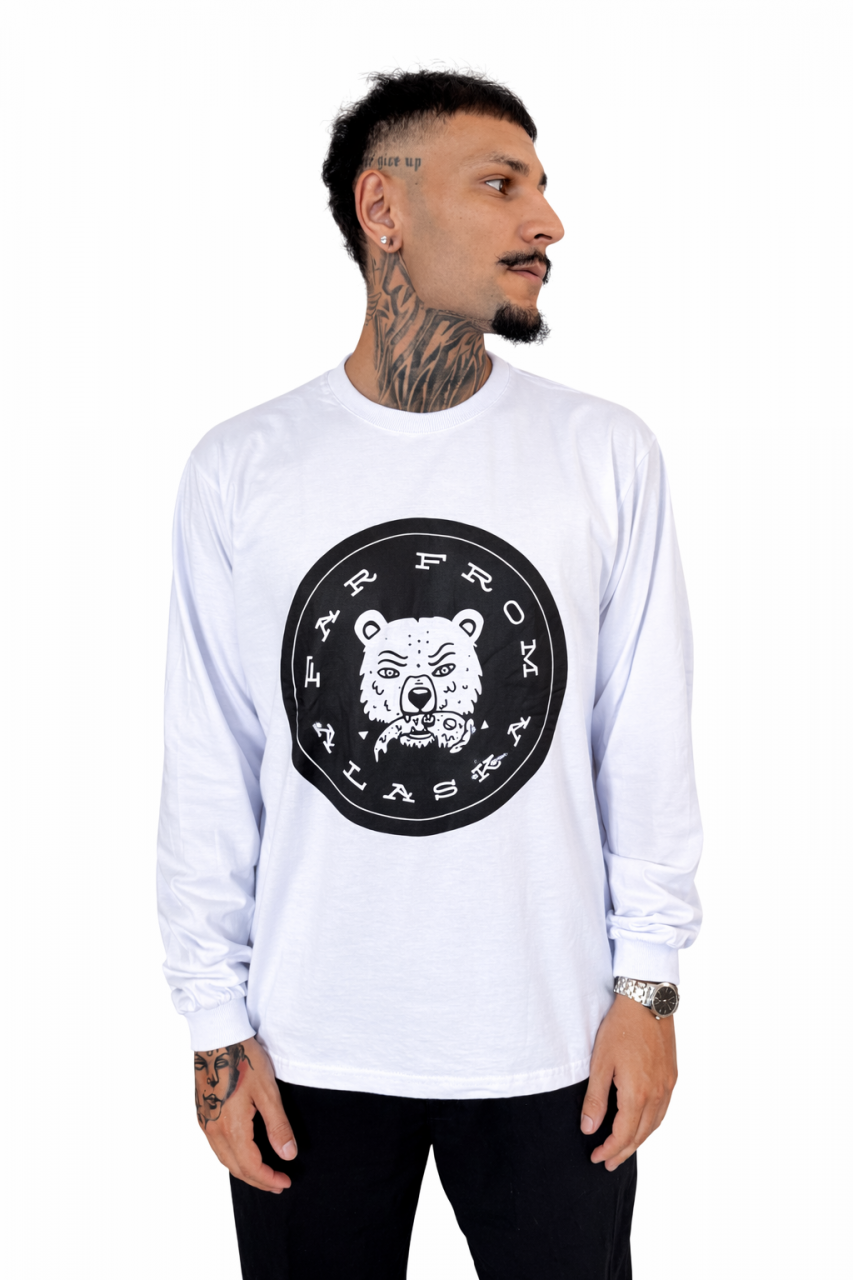Camisa Manga Longa Urso Branco