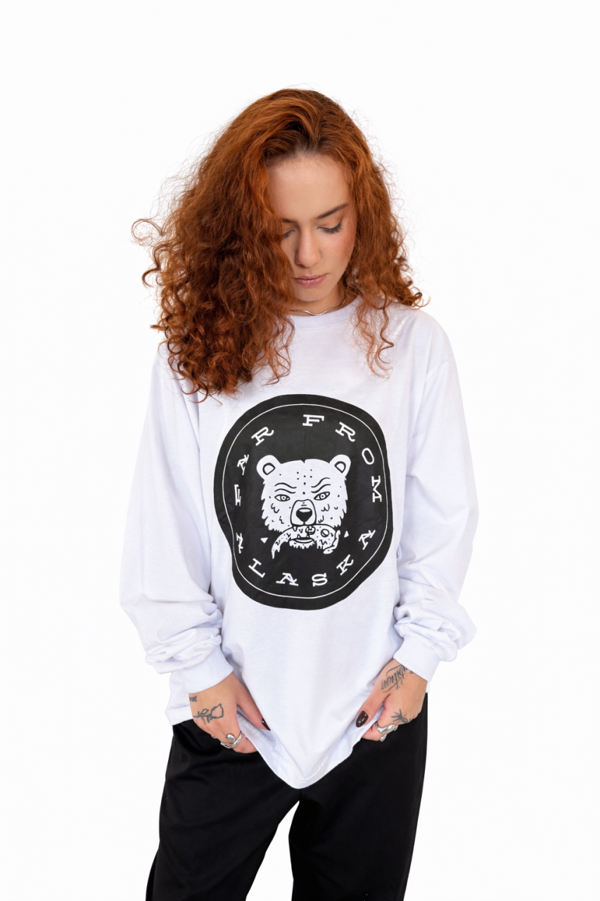 Camisa Manga Longa Urso Branco