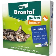 DRONTAL GATOS SPOTON VERMICIDA PARA GATOS  2,5KG A 5KG