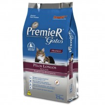 Premier Gatos Adultos Pelos Longos Sabor Frango 7,5KG