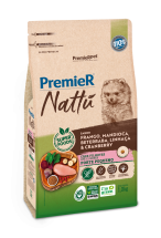 PREMIER NATT FILHOTES RAAS PEQUENAS SABOR FRANGO, MANDIOCA, BETERRABA, LINHAA E CRANBERRY 1 KG