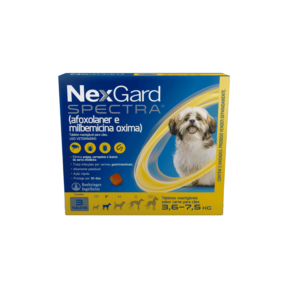 NEXGARD SPECTRA 3,6KG A 7,5KG COMBO C/3 - Tonicão